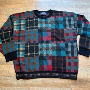 Vintage Editions by George Richards Sweater Mens 2XL Plaid Acrylic